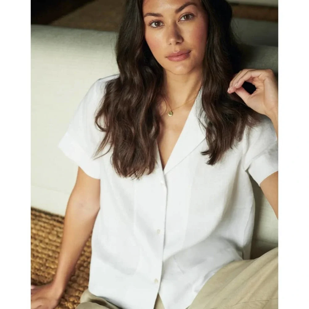 Quince White Short-Sleeve Button-Down Shirt - Picture 4 of 9
